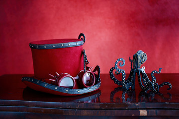 Steampunk cappello rosso e octopus