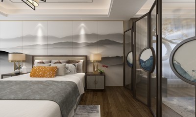 3d render of luxury hotel room