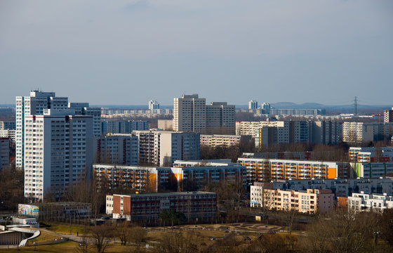 multistorey houses in marzahn,, berlin, germany