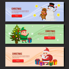 cute colorful cute christmas web banner set happy santa