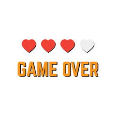 Game over pixel art arcade game screen vector illustration. Arcade retro banner, digital pixel 8-bit