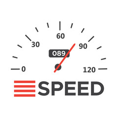 Car speedometer with speed level scale. Dashboard element panel speed