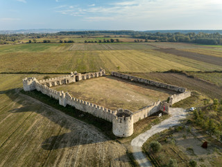 Aerial drone view of Bashtova Fortress located in Tirana, Albania (Ancient fortress)