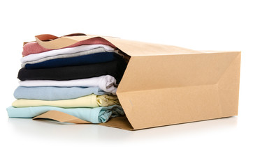 Package bag cloth shirt shopping on white background isolation