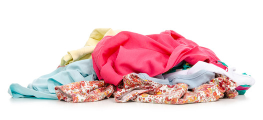 A pile of clothes on a white background. Isolation