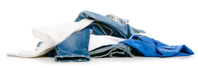 A pile of clothes on a white background. Isolation