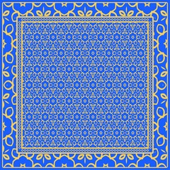 Geometric Pattern with hand-drawing floral ornament. illustration. For fabric, textile, bandana