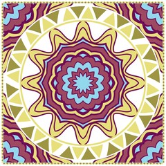 Design with abstract hand drawn floral color mandala pattern with decorative element. Vector illustration. Template design for card, shawl, bandanna, fashion print
