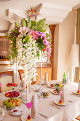 Festive table with flowers