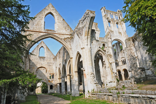 Le rovine dell'abbazia di San Pietro di Jumi&egrave;ges, Normandia, Francia