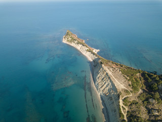 aerial video cape rodon in durres albania beach . kepi i rodonit 
