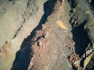 The rock or stone formation after landslide with a bit of shadows.