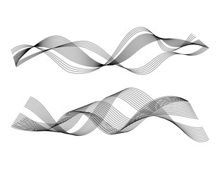 Wave of the many black lines. Abstract wavy stripes on a white background isolated. Creative line art. Design elements created using the Blend Tool. 