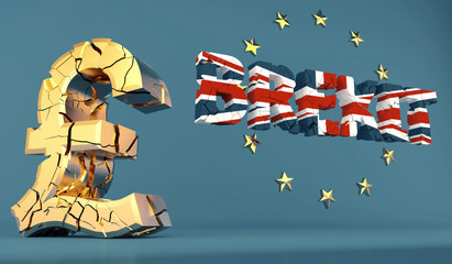 BREXIT - UK leaving the european union - 3D rendering 