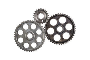 Three scratched car gears/ Three scratched car gears on an isolated white background