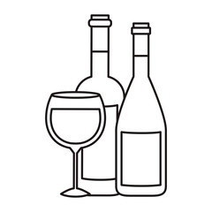 wine bottle with glass isolated icon