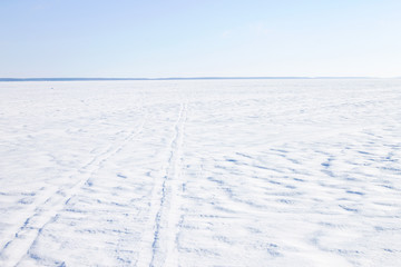 Northern snow landscape on a clear winter day 