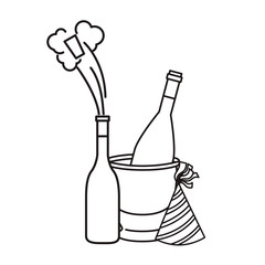 bottle of champagne in cooler with hat party