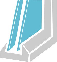 Blue and grey double glazing icon 