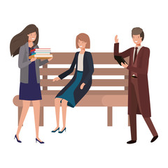 Obraz premium group of business in park chair avatar character