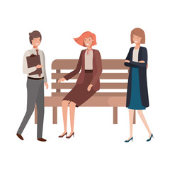 Fototapeta premium group of business in park chair avatar character