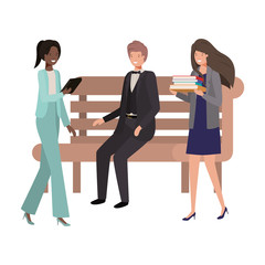 group of business in park chair avatar character