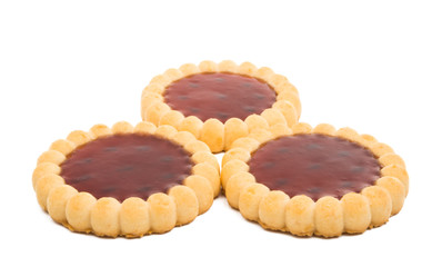 tartlets with raspberry jam isolated