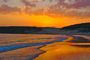 Sunset over the gereat dune of Bolonia