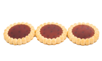 tartlets with raspberry jam isolated
