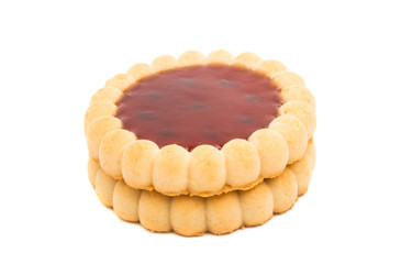 tartlets with raspberry jam isolated