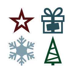 Set of christmas and new year simbols