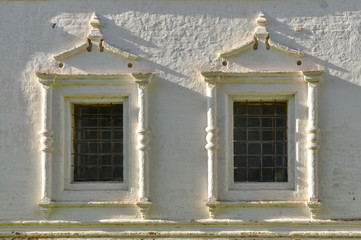 windows of All Saints Church in Goritsky Monastery of Dormition Pereslavl-Zalessky, Yaroslavl region, Russia