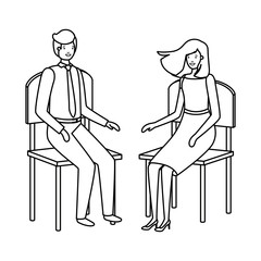 couple of business sitting in chair avatar character