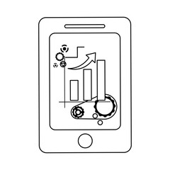 Smartphone with graphs in black and white