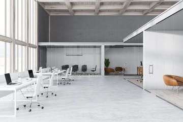 Fototapeta na wymiar White open space office interior
