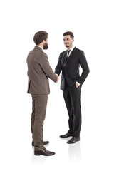 Two businessmen shaking hands isolated