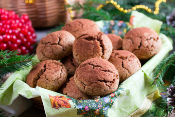 Chocolate cookies. Cookie with cracks. Christmas chocolate cookies. Christmas biscuits. Chocolate cookies with cracks.
