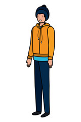 young man with winter clothes avatar character