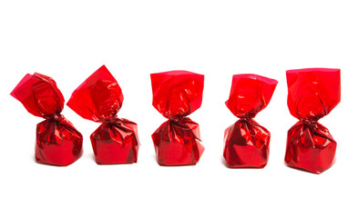 Chocolate candy in a wrapper isolated