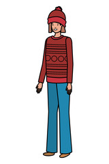 young woman with winter clothes avatar character