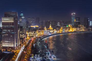 Fototapeta na wymiar City Night View of The Bund in Shanghai 