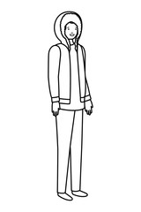 young man with winter clothes avatar character