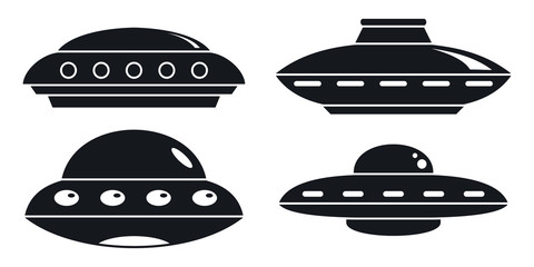 UFO ship icon set. Simple set of UFO ship vector icons for web design on white background
