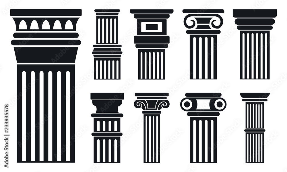 Poster column icon set. simple set of column vector icons for web design on white background