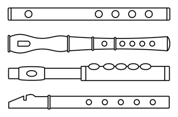 Music flute icon set. Outline set of music flute vector icons for web design isolated on white background