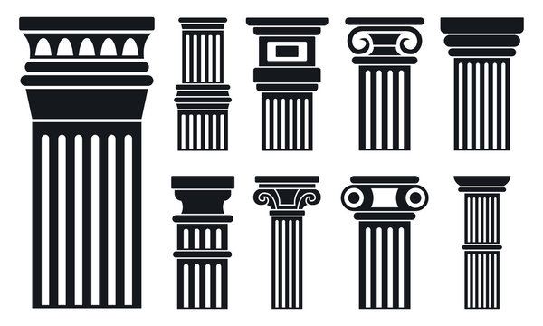 Column icon set. Simple set of column vector icons for web design on white background