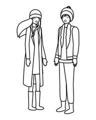 couple with winter clothes avatar character