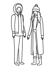 couple with winter clothes avatar character