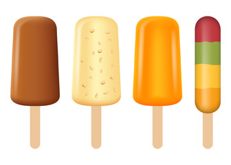 Popsicle icon set. Realistic set of popsicle vector icons for web design isolated on white background