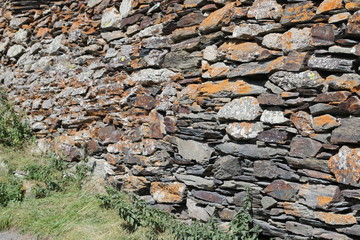 Wall from rock stones